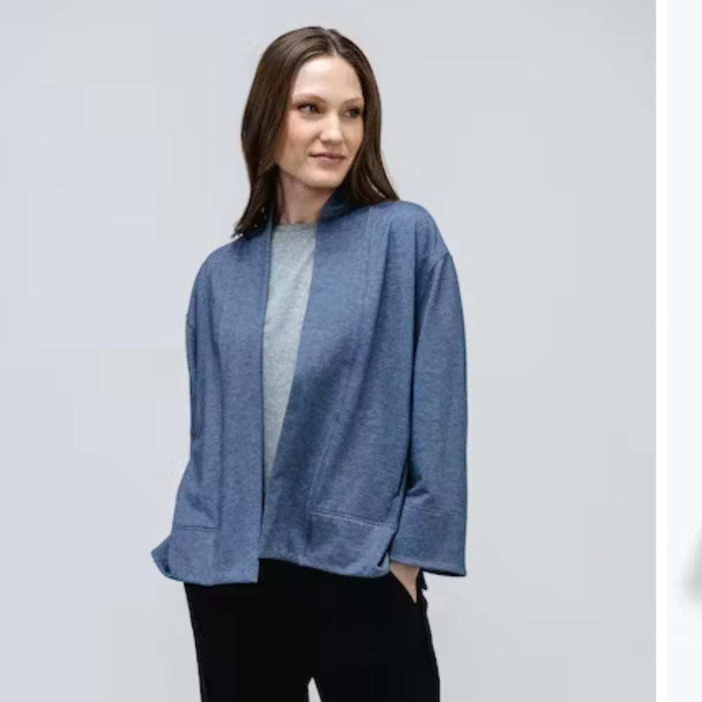 Ministry of Supply Heathered Blue Fusion Terry Open Cardigan Medium